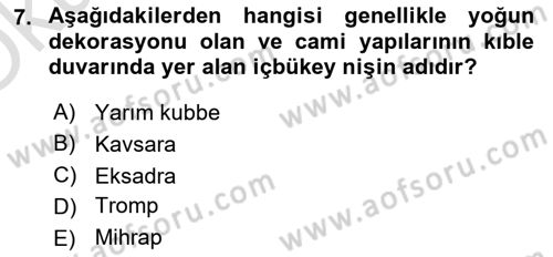 Sanat Tarihi Dersi 2021 - 2022 Yılı Yaz Okulu Sınav Soruları 7. Soru