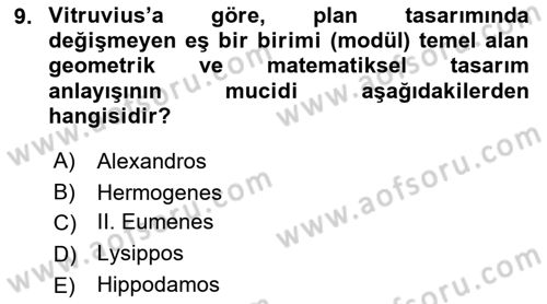 Sanat Tarihi Dersi 2021 - 2022 Yılı Yaz Okulu Sınav Soruları 9. Soru
