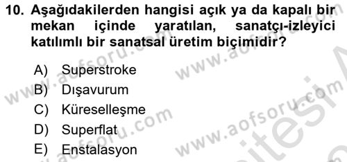 Sanat Tarihi Dersi 2022 - 2023 Yılı Yaz Okulu Sınav Soruları 10. Soru