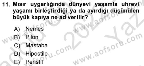 Sanat Tarihi Dersi 2022 - 2023 Yılı Yaz Okulu Sınav Soruları 11. Soru