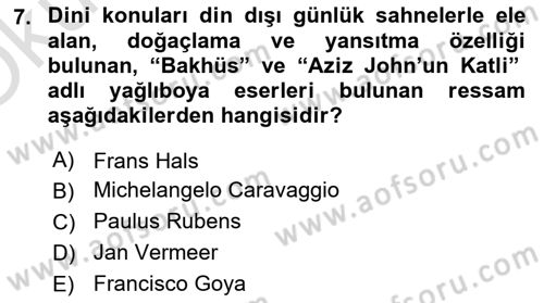 Sanat Tarihi Dersi 2022 - 2023 Yılı Yaz Okulu Sınav Soruları 7. Soru