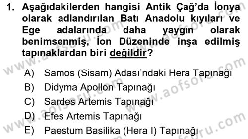 Sanat Tarihi Dersi 2023 - 2024 Yılı (Vize) Ara Sınav Soruları 1. Soru