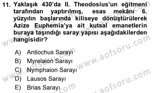 Sanat Tarihi Dersi 2023 - 2024 Yılı (Vize) Ara Sınav Soruları 11. Soru