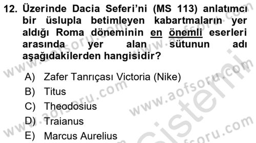 Sanat Tarihi Dersi 2023 - 2024 Yılı (Vize) Ara Sınav Soruları 12. Soru