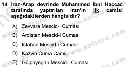 Sanat Tarihi Dersi 2023 - 2024 Yılı (Vize) Ara Sınav Soruları 14. Soru
