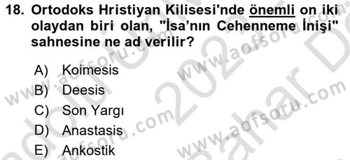 Sanat Tarihi Dersi 2023 - 2024 Yılı (Vize) Ara Sınav Soruları 18. Soru