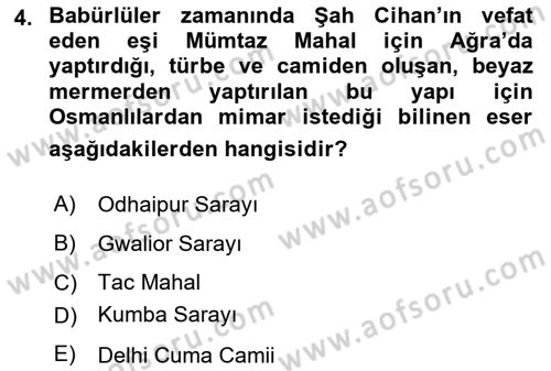 Sanat Tarihi Dersi 2023 - 2024 Yılı (Vize) Ara Sınav Soruları 4. Soru
