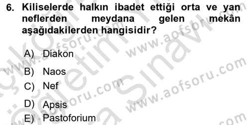 Sanat Tarihi Dersi 2023 - 2024 Yılı (Vize) Ara Sınav Soruları 6. Soru