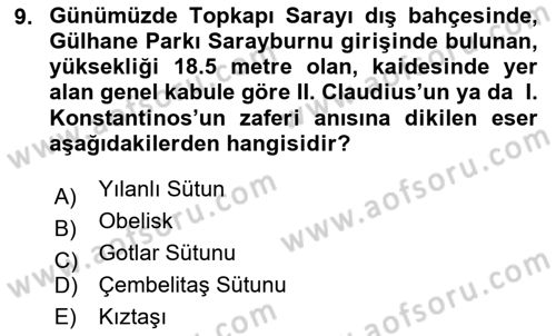 Sanat Tarihi Dersi 2023 - 2024 Yılı (Vize) Ara Sınav Soruları 9. Soru