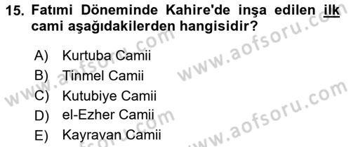 Sanat Tarihi Dersi 2023 - 2024 Yılı (Final) Dönem Sonu Sınav Soruları 15. Soru