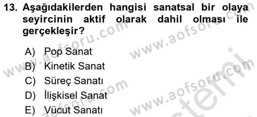 Sanat Tarihi Dersi 2023 - 2024 Yılı Yaz Okulu Sınav Soruları 13. Soru