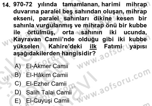 Sanat Tarihi Dersi 2023 - 2024 Yılı Yaz Okulu Sınav Soruları 14. Soru