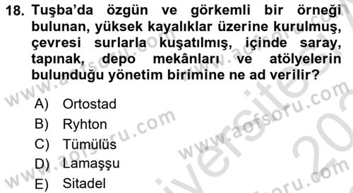 Sanat Tarihi Dersi 2023 - 2024 Yılı Yaz Okulu Sınav Soruları 18. Soru