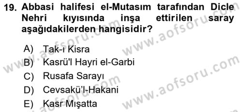 Sanat Tarihi Dersi 2023 - 2024 Yılı Yaz Okulu Sınav Soruları 19. Soru