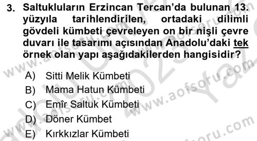 Sanat Tarihi Dersi 2023 - 2024 Yılı Yaz Okulu Sınav Soruları 3. Soru