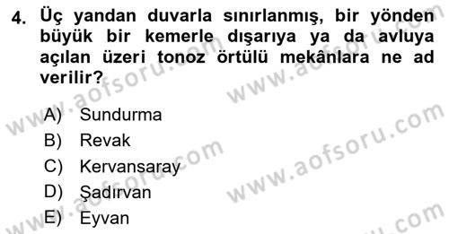 Sanat Tarihi Dersi 2023 - 2024 Yılı Yaz Okulu Sınav Soruları 4. Soru