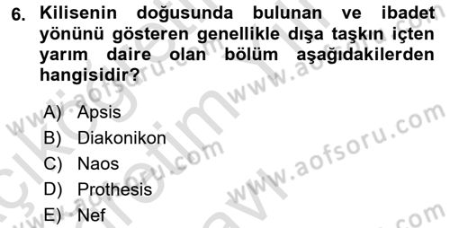 Sanat Tarihi Dersi 2023 - 2024 Yılı Yaz Okulu Sınav Soruları 6. Soru
