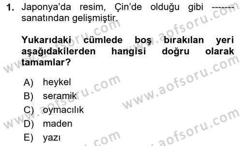 Sanat Tarihi Dersi 2024 - 2025 Yılı (Vize) Ara Sınav Soruları 1. Soru