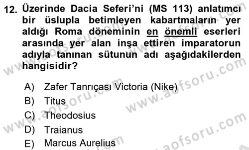 Sanat Tarihi Dersi 2024 - 2025 Yılı (Vize) Ara Sınav Soruları 12. Soru