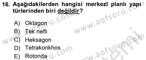 Sanat Tarihi Dersi 2024 - 2025 Yılı (Vize) Ara Sınav Soruları 16. Soru