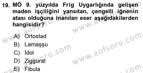 Sanat Tarihi Dersi 2024 - 2025 Yılı (Vize) Ara Sınav Soruları 19. Soru