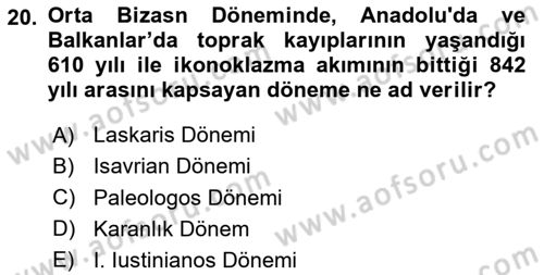 Sanat Tarihi Dersi 2024 - 2025 Yılı (Vize) Ara Sınav Soruları 20. Soru