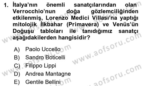 Sanat Tarihi Dersi 2024 - 2025 Yılı (Final) Dönem Sonu Sınav Soruları 1. Soru