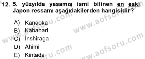 Sanat Tarihi Dersi 2024 - 2025 Yılı (Final) Dönem Sonu Sınav Soruları 12. Soru