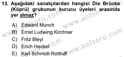 Sanat Tarihi Dersi 2024 - 2025 Yılı (Final) Dönem Sonu Sınav Soruları 13. Soru