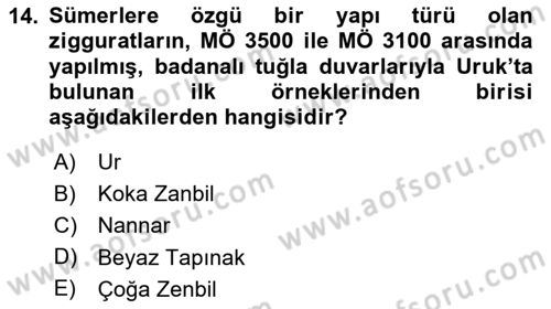 Sanat Tarihi Dersi 2024 - 2025 Yılı (Final) Dönem Sonu Sınav Soruları 14. Soru