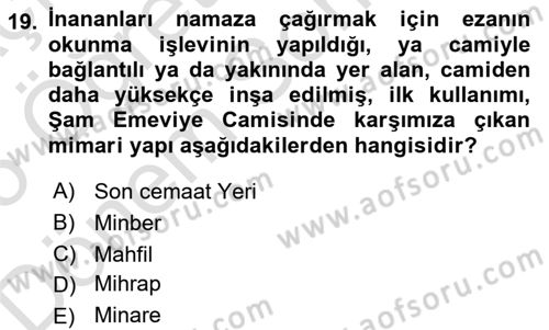 Sanat Tarihi Dersi 2024 - 2025 Yılı (Final) Dönem Sonu Sınav Soruları 19. Soru