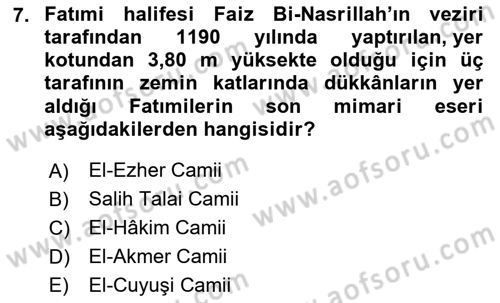 Sanat Tarihi Dersi 2024 - 2025 Yılı (Final) Dönem Sonu Sınav Soruları 7. Soru