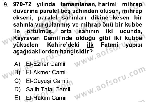 Sanat Tarihi Dersi 2024 - 2025 Yılı (Final) Dönem Sonu Sınav Soruları 9. Soru