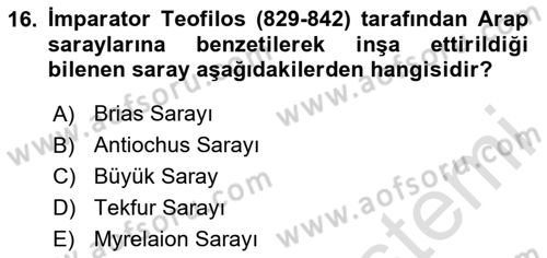 Sanat Tarihi Dersi 2024 - 2025 Yılı Yaz Okulu Sınav Soruları 16. Soru