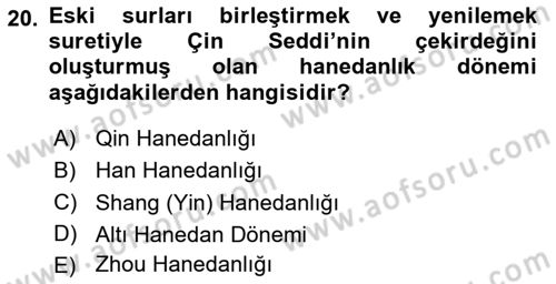 Sanat Tarihi Dersi 2024 - 2025 Yılı Yaz Okulu Sınav Soruları 20. Soru