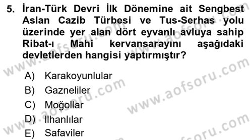 Sanat Tarihi Dersi 2024 - 2025 Yılı Yaz Okulu Sınav Soruları 5. Soru