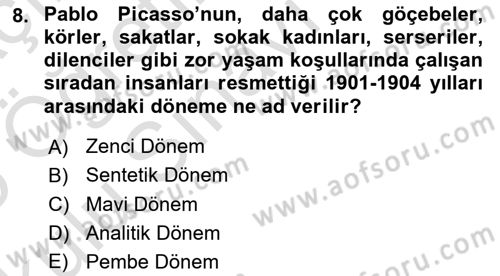 Sanat Tarihi Dersi 2024 - 2025 Yılı Yaz Okulu Sınav Soruları 8. Soru