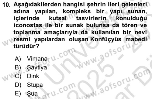 Sanat Tarihi Dersi 2025 - 2026 Yılı (Vize) Ara Sınav Soruları 10. Soru