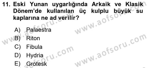 Sanat Tarihi Dersi 2025 - 2026 Yılı (Vize) Ara Sınav Soruları 11. Soru