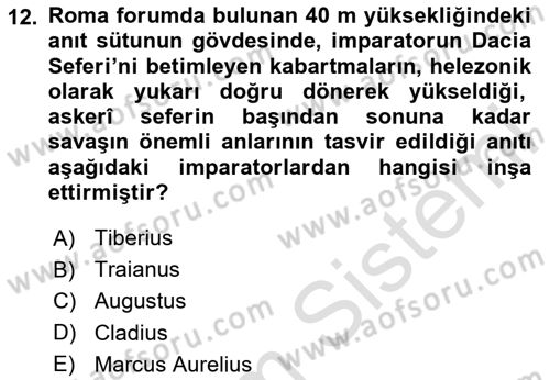 Sanat Tarihi Dersi 2025 - 2026 Yılı (Vize) Ara Sınav Soruları 12. Soru