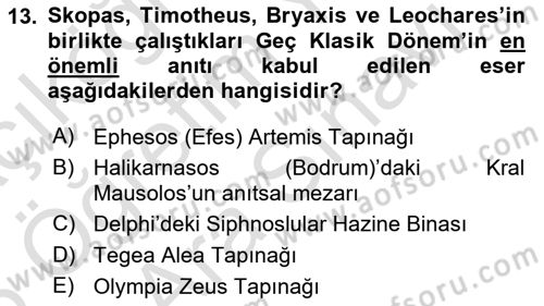Sanat Tarihi Dersi 2025 - 2026 Yılı (Vize) Ara Sınav Soruları 13. Soru