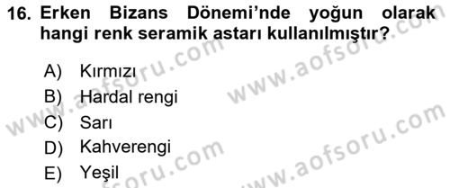 Sanat Tarihi Dersi 2025 - 2026 Yılı (Vize) Ara Sınav Soruları 16. Soru