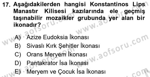 Sanat Tarihi Dersi 2025 - 2026 Yılı (Vize) Ara Sınav Soruları 17. Soru