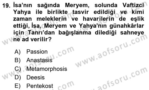Sanat Tarihi Dersi 2025 - 2026 Yılı (Vize) Ara Sınav Soruları 19. Soru