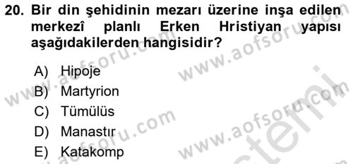 Sanat Tarihi Dersi 2025 - 2026 Yılı (Vize) Ara Sınav Soruları 20. Soru