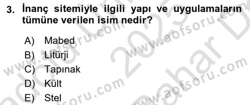 Sanat Tarihi Dersi 2025 - 2026 Yılı (Vize) Ara Sınav Soruları 3. Soru