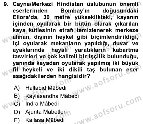 Sanat Tarihi Dersi 2025 - 2026 Yılı (Vize) Ara Sınav Soruları 9. Soru