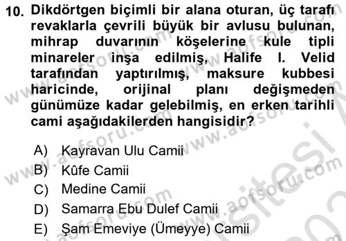 Sanat Tarihi Dersi 2025 - 2026 Yılı (Final) Dönem Sonu Sınav Soruları 10. Soru