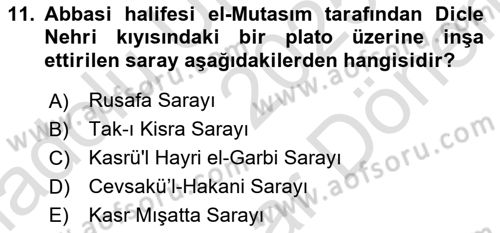 Sanat Tarihi Dersi 2025 - 2026 Yılı (Final) Dönem Sonu Sınav Soruları 11. Soru