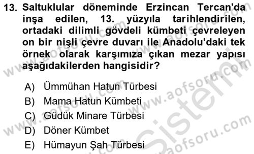 Sanat Tarihi Dersi 2025 - 2026 Yılı (Final) Dönem Sonu Sınav Soruları 13. Soru